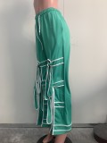 Women Solid Patchwork Lace-Up Casual Pants