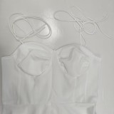 Women spring elegant solid suspender sexy dress