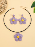 Women Holidays style raffia earrings necklace Simian candy color flower alloy earrings