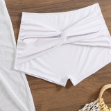 Women Solid Strapless Mesh Long Skirt Three-Piece Shorts Swimwear
