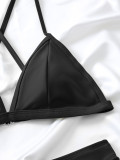 Women Bikini Solid Triangle Cross Backless Sexy Bikini Two Pieces Swimwear