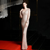 Off-Shoulder Fishtail Evening Dress Slim Formal Party Gown for Women