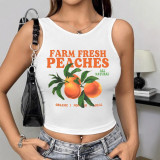 Women Fruit Print Sleeveless Sexy Crop Top