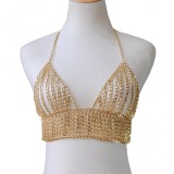 Women accessories retro chest chain hollow gold body chain body Chain