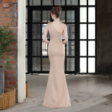Summer formal beaded one shoulder mermaid evening dress