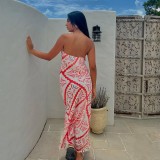 Printed Loose Casual Sexy Beach Vacation Long Dress