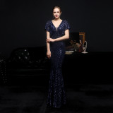Summer sequin V-Neck mermaid long evening dress