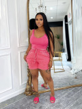 Washed shorts sexy women's vest Casual two-piece Set