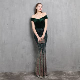 Summer Upper Strapless Sequin Mermaid Evening Dress