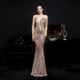 Summer Sequin Strap Mermaid Long Evening Dress