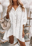 Spring Summer women's casual loose embroidered lace shirt