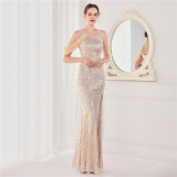 Summer Sequin One Shoulder Slit Long Evening Dress