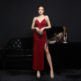Summer Side Slit Tassels Strap Evening Dress