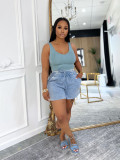 Washed shorts sexy women's vest Casual two-piece Set