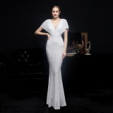 Summer sequin V-Neck mermaid long evening dress
