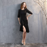 Formal Half Sleeve Solid Plain Irregular Mermaid Cocktail Dress