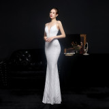 Summer Sequin Strap Mermaid Long Evening Dress