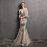 Formal Sequin Strap Mermaid Evening Dress