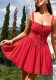 Sexy Strap Low Back Lace Patchwork Square Neck A-line Dress