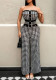 Sexy Waist Elastic Knitting Strapless Jumpsuit