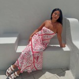 Printed Loose Casual Sexy Beach Vacation Long Dress