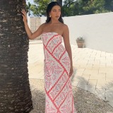 Printed Loose Casual Sexy Beach Vacation Long Dress