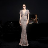 Summer sequin V-Neck mermaid long evening dress