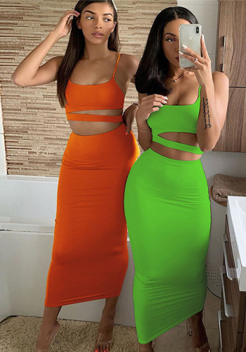 Autumn and Winter Women's Fashion Sexy Hollow Two-piece Skirt Set