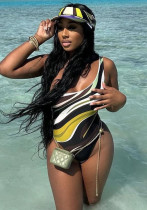 Women's One Shoulder Printed one-piece swimsuit