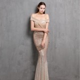 Summer Upper Strapless Sequin Mermaid Evening Dress