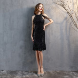 Formal sequin scoop neck mermaid party dress