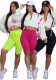 Fashion women's contrast color drawstring Slim Waist zipper Crop long sleeve Top shorts set