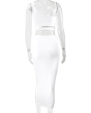 Autumn and Winter Women's Fashion Sexy Hollow Two-piece Skirt Set