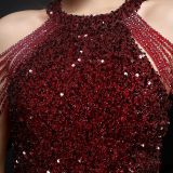 Summer sequin string shoulder midi elegant party dress
