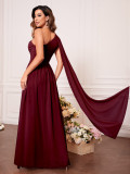 Women Summer Slash Shoulder Evening Dress