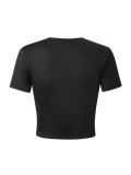 Women Summer Letter Baddie Print Short Sleeve Crop T-shirt