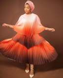 Plus Size women's clothing Slim Fit two-piece pleated gradient top pleated long skirt