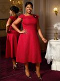 Plus Size jacquard a-line dress elegant ball gown