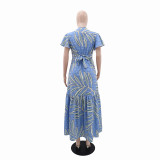 Women Holidays Casual Lace-Up Printed Dress