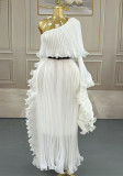 Plus Size Women African Elegant Long Sleeve Pleated Dress