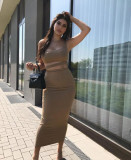 Autumn and Winter Women's Fashion Sexy Hollow Two-piece Skirt Set
