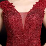 Summer Lace Upper Sleeveless V-Neck Mermaid Evening Dress