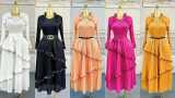 Plus Size Women Ruffle Edge Elegant Cake Maxi Dress