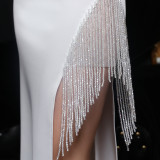 Summer Side Slit Tassels Strap Evening Dress