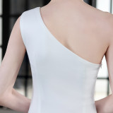 Summer formal beaded one shoulder mermaid evening dress