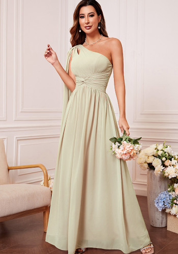Women Summer Slash Shoulder Evening Dress