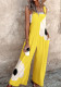 Women Summer Print Retro Sleeveless Jumpsuit