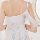 Summer Sequin One Shoulder Slit Long Evening Dress