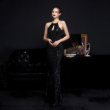 Summer Occasional Sequin Halter Mermaid Long Evening Dress