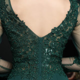 Autumn Occasional Formal Lace Upper V-Neck Mermaid Evening Dress
